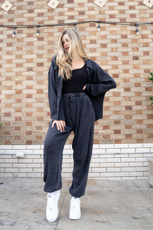 Wear Me Waffle Sweats - Black