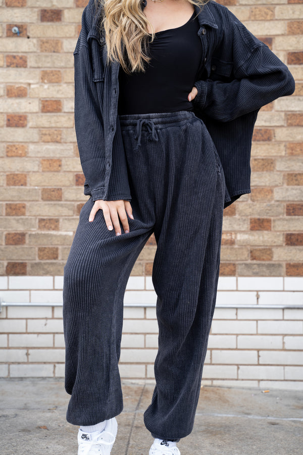 Wear Me Waffle Sweats - Black