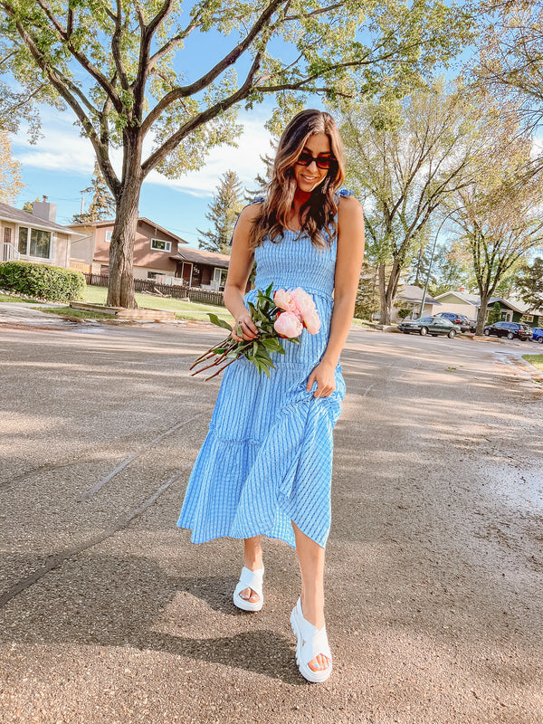 Garden Party Checkered Print Maxi Dress - Finding July