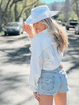 Rodeo Glam Denim Jacket - White - Finding July