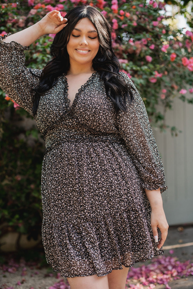 Undeniable Floral Mini Dress - Black - Finding July